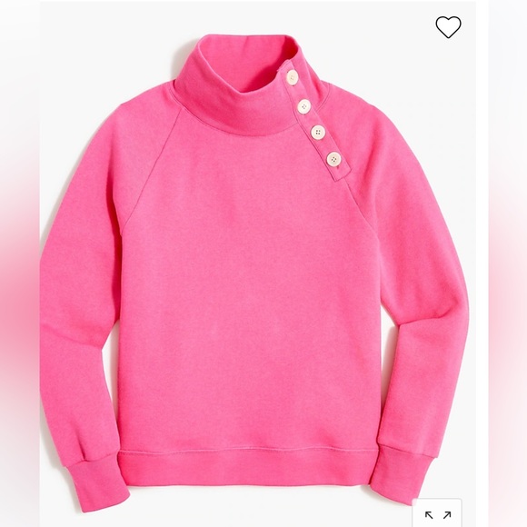 J. Crew Factory Tops - J. Crew Factory Wide Button-Collar Pullover Sweatshirt Fleece Pink Sweet…